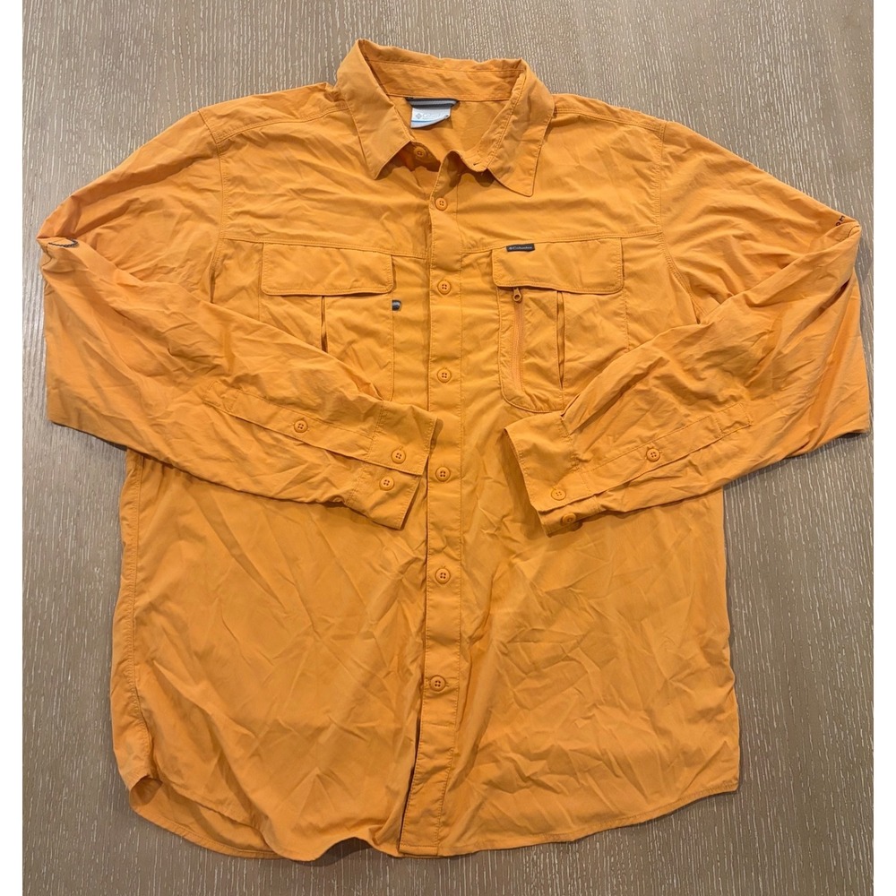 Columbia Sportswear Men's Large Orange PFG Long Sleeve Fishing Button Shirt